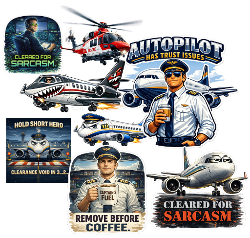 Funny Aviation Sticker Clipart 60 Pack Bundle PNG, Airplane Meme Clipart Pack, Pilot Airport ATC Ramp Agent Stickers, Printable Digital Download